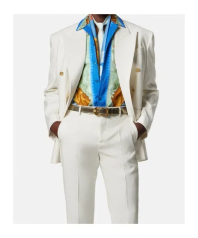 Versace Double-breasted Button-up Jacket In White