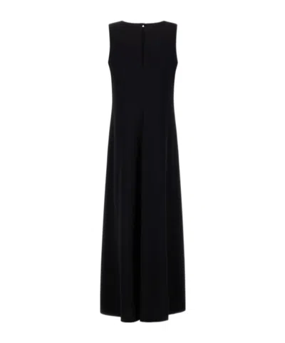 Herno Sleeveless Diagonal Dress Draped Metal Ring In Black