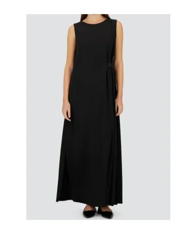 Herno Sleeveless Diagonal Dress Draped Metal Ring In Black
