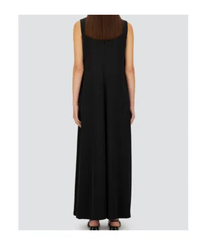 Herno Sleeveless Diagonal Dress Draped Metal Ring In Black