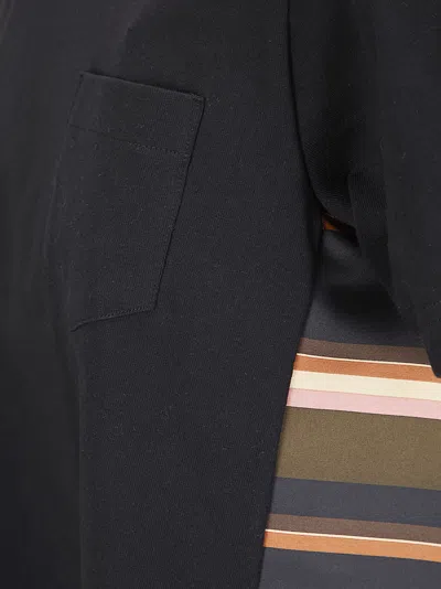 Sacai Horizontal Stripe T-shirt In Black