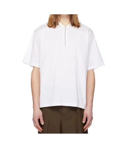 Sacai White Cotton Jersey Polo In Animal Print