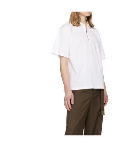 Sacai White Cotton Jersey Polo In Animal Print