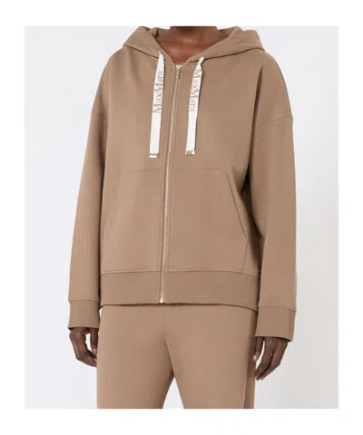 Max Mara Technical Jersey Zip-up Sweatshirt In Brown