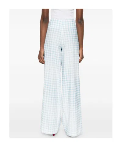 Ermanno Scervino Gingham-pattern Drawstring Trousers In Blue