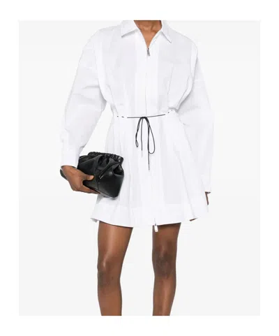 Staud Zip Drawstring Mini Dress In White