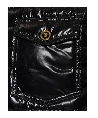 Versace Buttoned Quilted Jacket In Blue