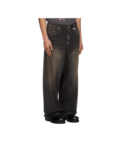Miharayasuhiro Drawstring Light Wide Jeans In Black