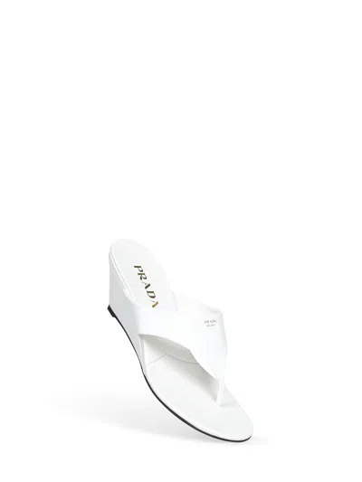 Prada Round-toe Wedge Sandals In Multi