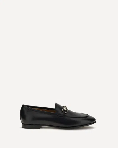Gucci Women Black Calf Leather Moc Stitching Signature Horsebit Detail Almond Toe Slip-on Style Bran