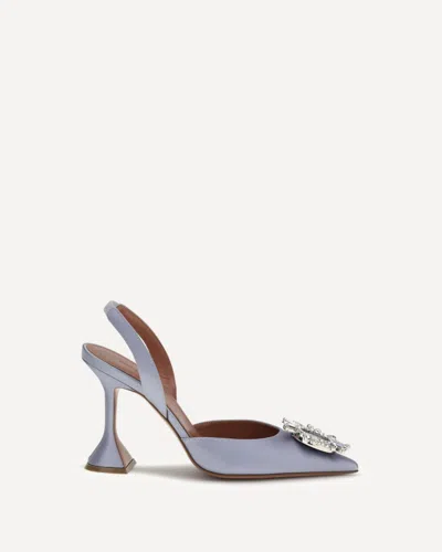 Amina Muaddi Elegant Crystal-embellished Pointed Toe Slingbacks With 95mm Heel In Purple