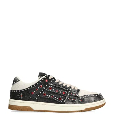 Amiri Skel Top Black Sneaker With Beads And Crystals Application And Logo On The Heel In Fabric And Cotton In Black