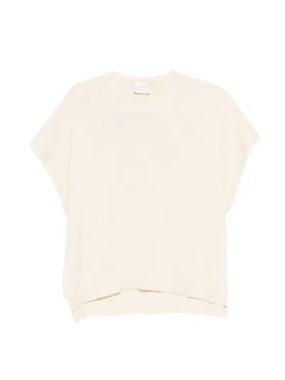 Alysi Beige Crew Neck Short Sleeves T-shirt In Pink