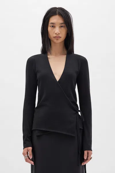 Ann Demeulemeester Fro Wrap Knit Cardigan In Black