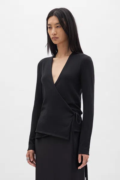 Ann Demeulemeester Fro Wrap Knit Cardigan In Black