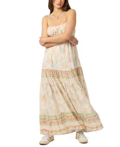 O'neill Lillie Floral Border Print Tiered Maxi Dress In White