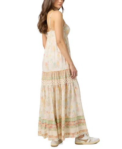 O'neill Lillie Floral Border Print Tiered Maxi Dress In White