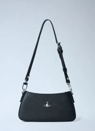 Vivienne Westwood Tasha Shoulder Phone Bag Faux Leather Black-3d-orb
