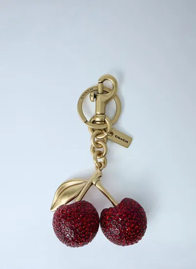 Coach Small Crystal Cherry Bag Charm In Gold
