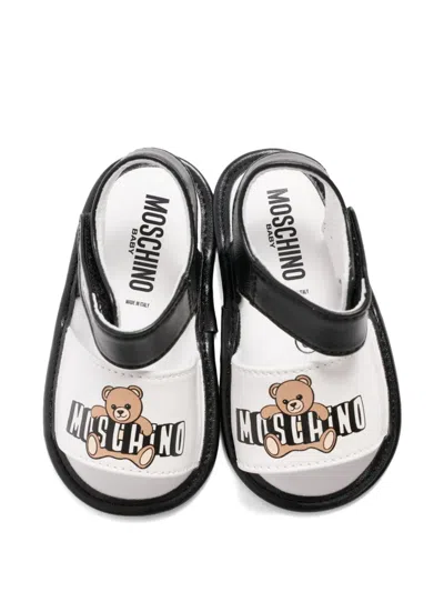 Moschino Teddy Strap Sandals In White