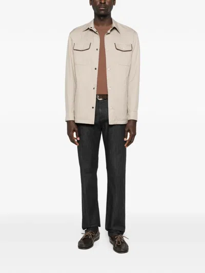 Canali Patch-pocket Jacket In Neutral