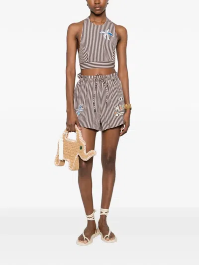 Alemais Sirocco Embroidered Short In Brown