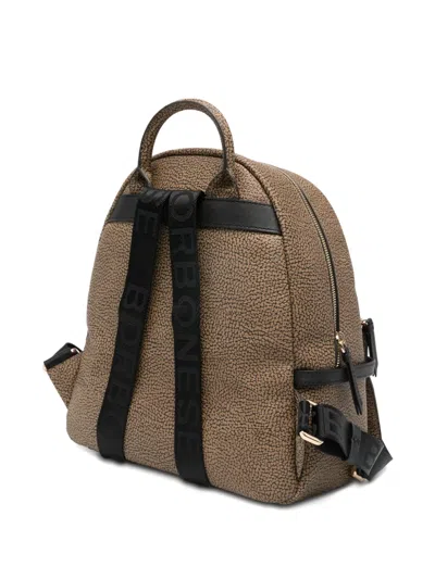 Borbonese Medium Round-handle Pattern Backpack In Brown
