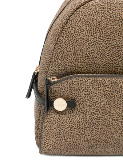 Borbonese Medium Round-handle Pattern Backpack In Brown