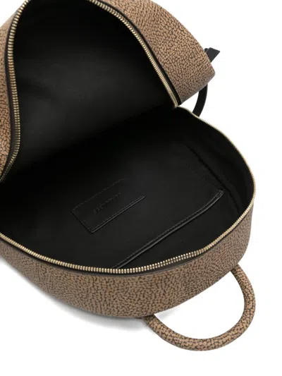 Borbonese Medium Round-handle Pattern Backpack In Brown