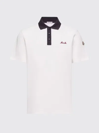Moncler Embroidered Logo Cotton Pique Polo Shirt Clothing In White
