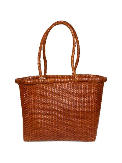 Dragon Diffusion Dark Orange Leather Grace Small Tote In Brown