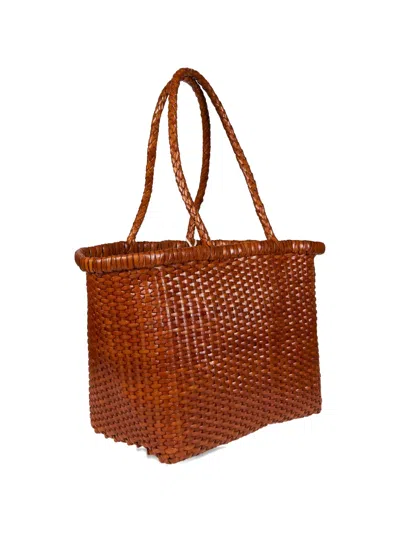 Dragon Diffusion Dark Orange Leather Grace Small Tote In Brown