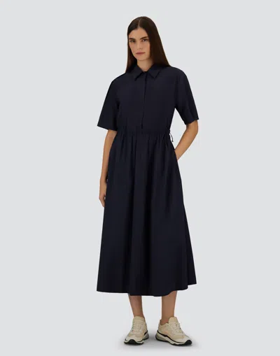 Herno Collared Drawstring Midi Dress In Blue