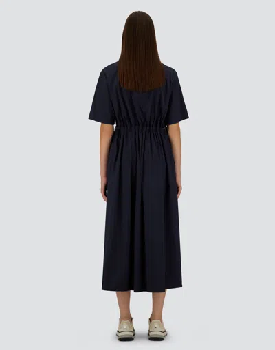 Herno Collared Drawstring Midi Dress In Blue