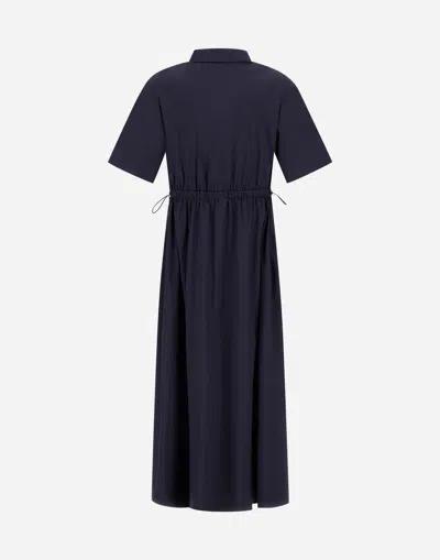 Herno Collared Drawstring Midi Dress In Blue
