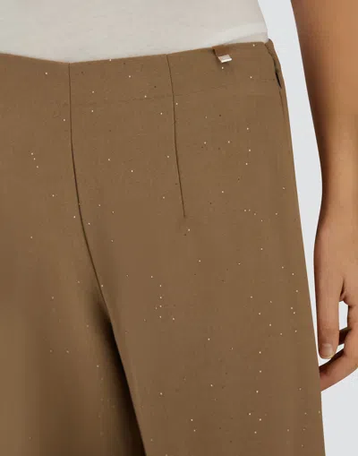 Herno Sequin Embellished Wide Leg Trousers In Brown