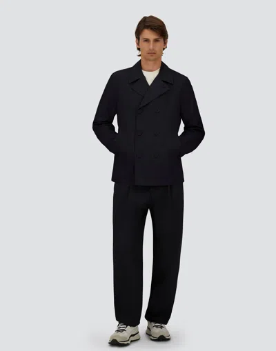 Herno Navy Blue Cotton Trench Coat In Blue
