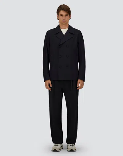Herno Navy Blue Cotton Trench Coat In Blue
