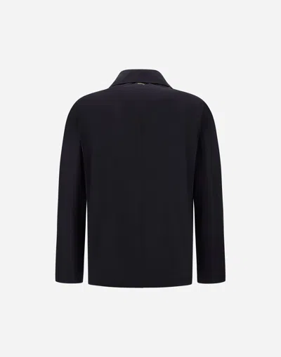 Herno Navy Blue Cotton Trench Coat In Blue