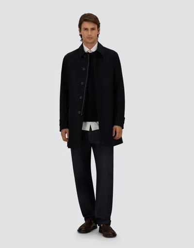 Herno Point-collar Single-breasted Coat In Blue