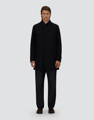 Herno Point-collar Single-breasted Coat In Blue