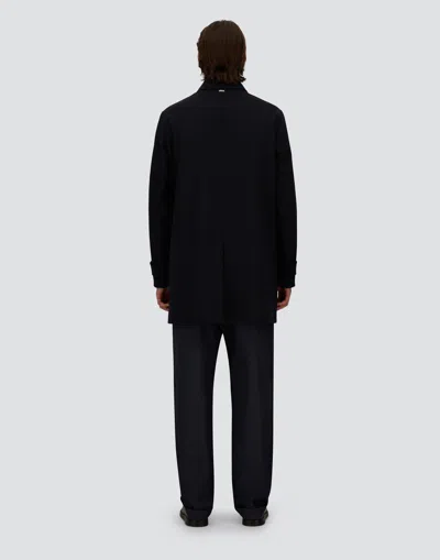Herno Point-collar Single-breasted Coat In Blue