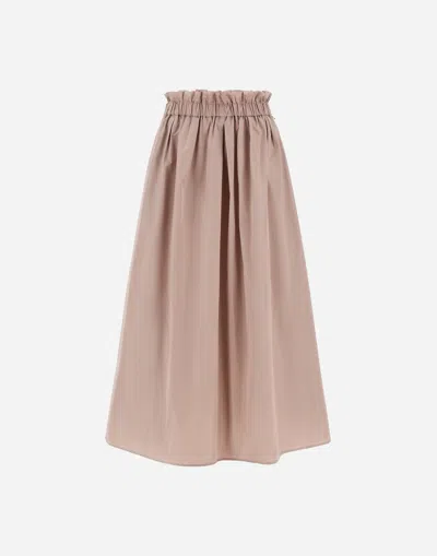 Herno Women Pink Skirt With Logo Plaque On The Side And Elastic Waist In Tech Fabric Woman In Nude