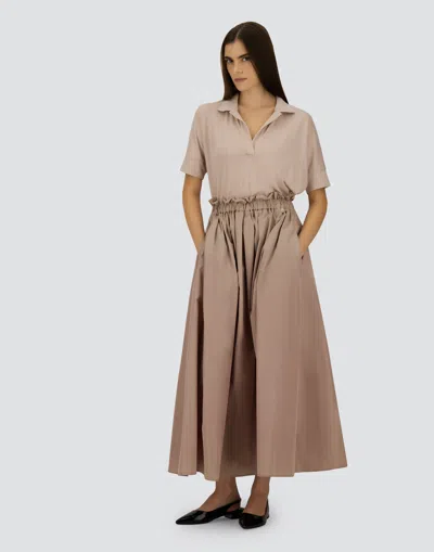 Herno Women Pink Skirt With Logo Plaque On The Side And Elastic Waist In Tech Fabric Woman In Nude