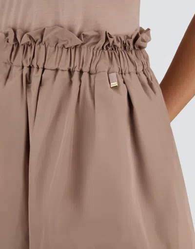 Herno Women Pink Skirt With Logo Plaque On The Side And Elastic Waist In Tech Fabric Woman In Nude