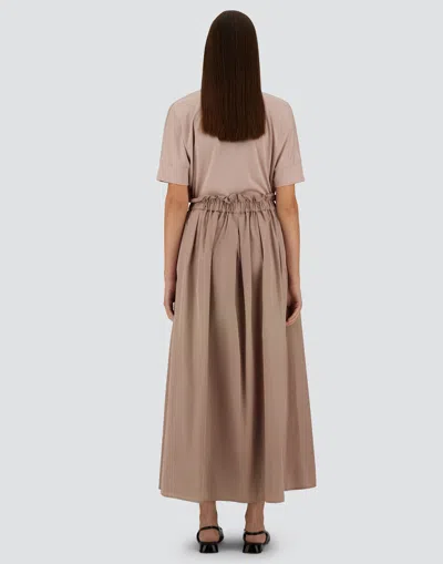 Herno Women Pink Skirt With Logo Plaque On The Side And Elastic Waist In Tech Fabric Woman In Nude