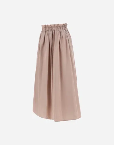Herno Women Pink Skirt With Logo Plaque On The Side And Elastic Waist In Tech Fabric Woman In Nude