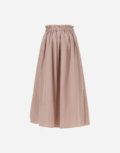 Herno Women Pink Skirt With Logo Plaque On The Side And Elastic Waist In Tech Fabric Woman In Nude