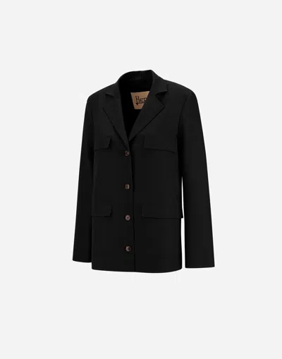 Herno Jacket In Fluid Wool In Black