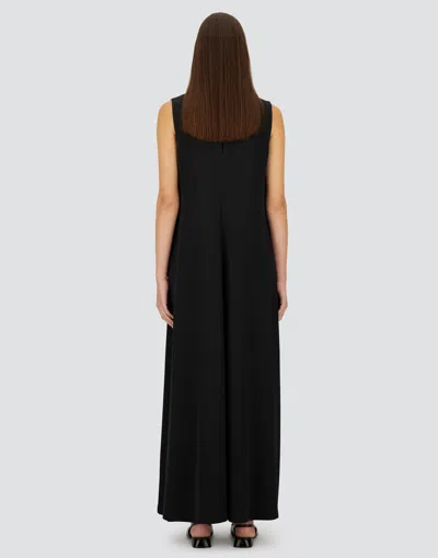 Herno Sleeveless Diagonal Dress Draped Metal Ring In Black